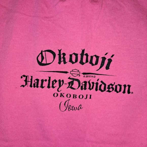 Harley Davidson Motorcycles Girls Pink Wild Child Okoboji Iowa Short Sleeve Tee - Picture 3 of 6